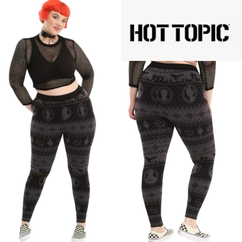 HOT TOPIC DISNEY VILLAINS INTARSIA PRINT KNIT LEGGINGS 2X PLUS SIZE **NWT** - Picture 1 of 14